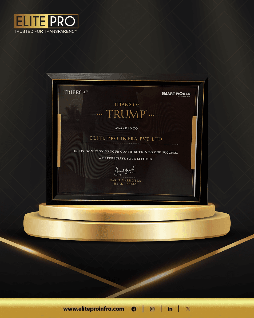 Elite Pro Infraventure award recognition