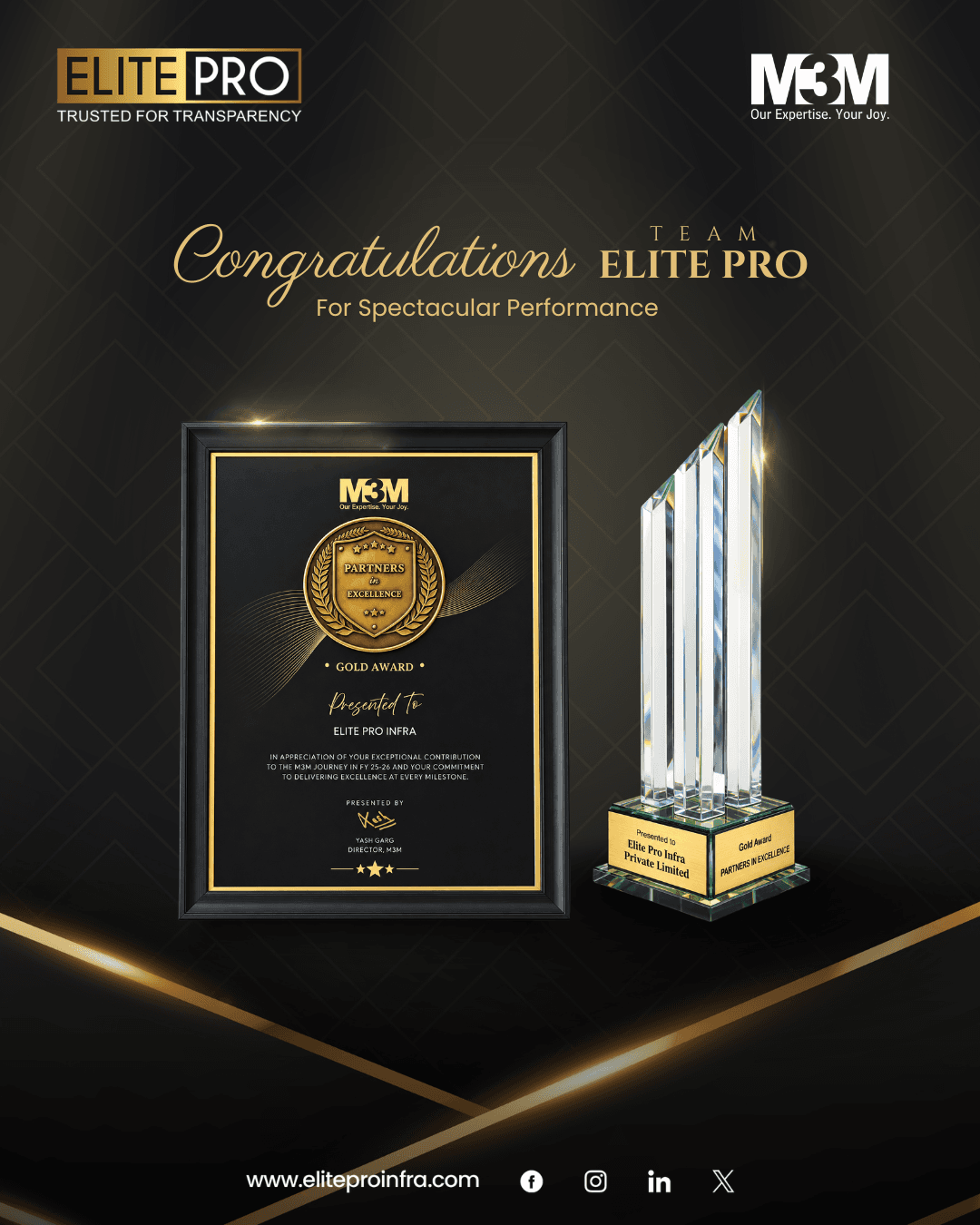 Gold Award by M3M India