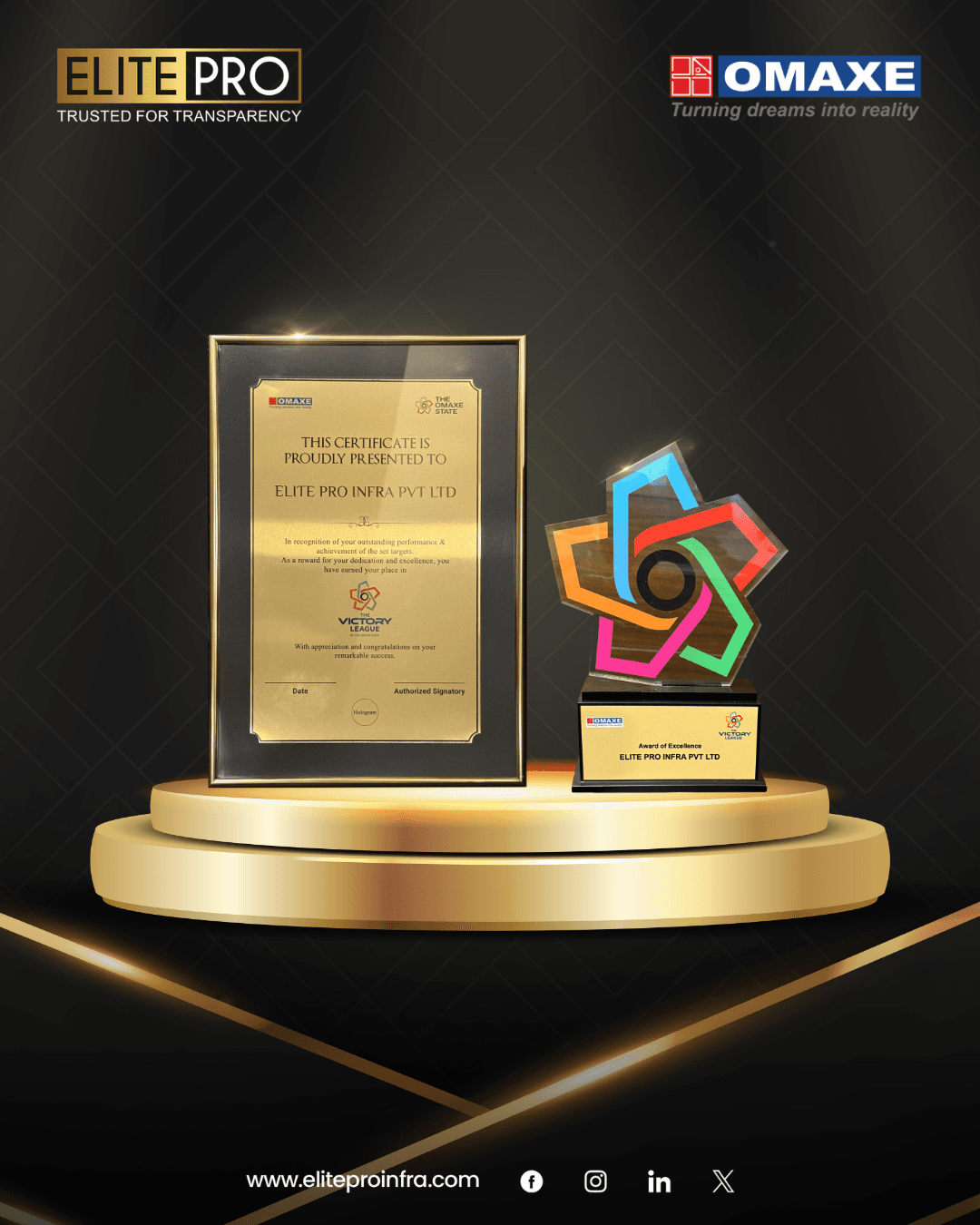 Elite Pro Infraventure award recognition