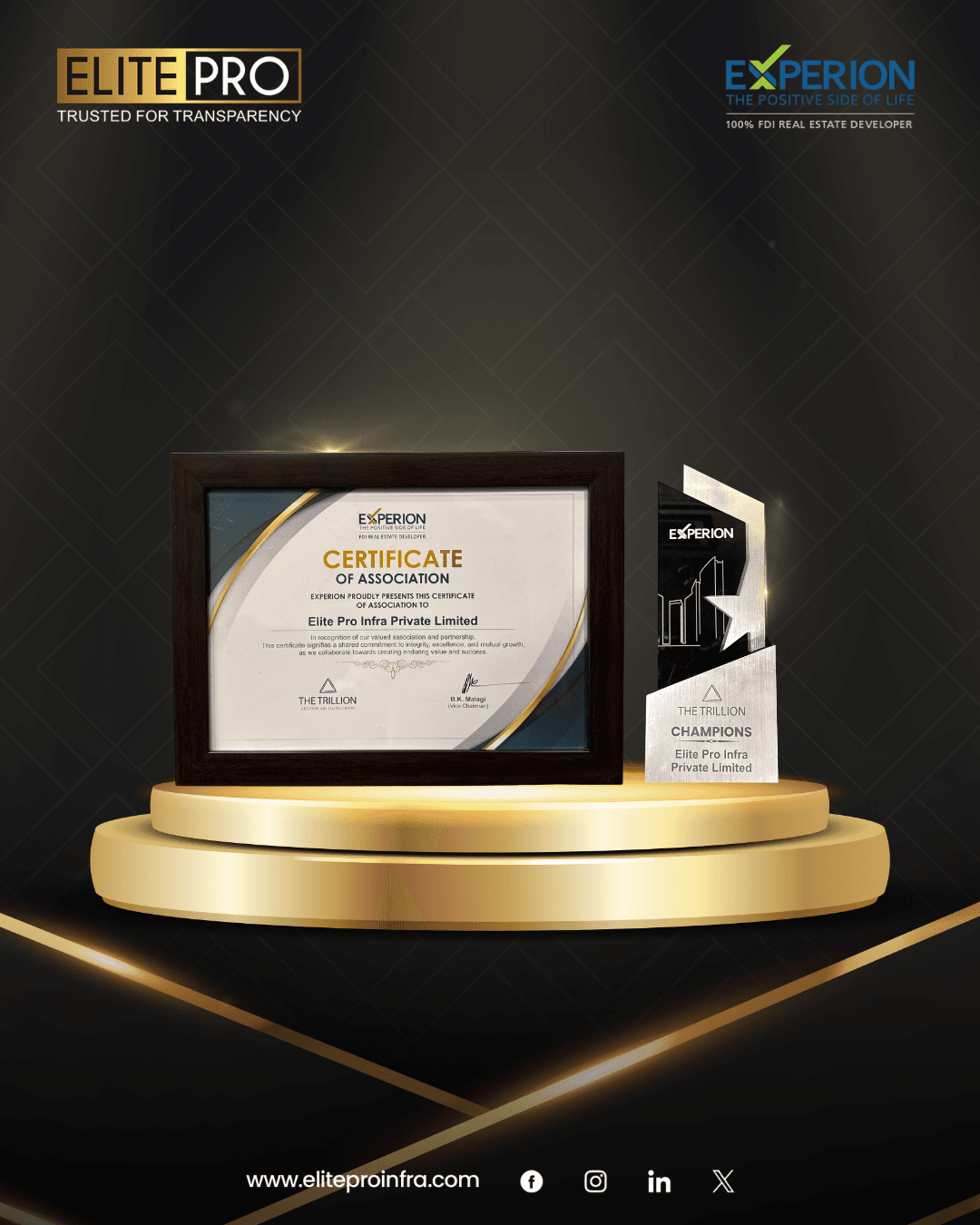 Elite Pro Infraventure award recognition
