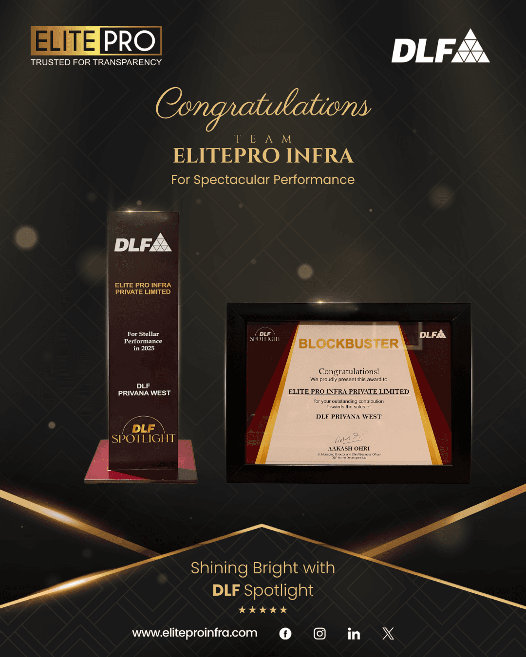 Elite Pro Infraventure award recognition