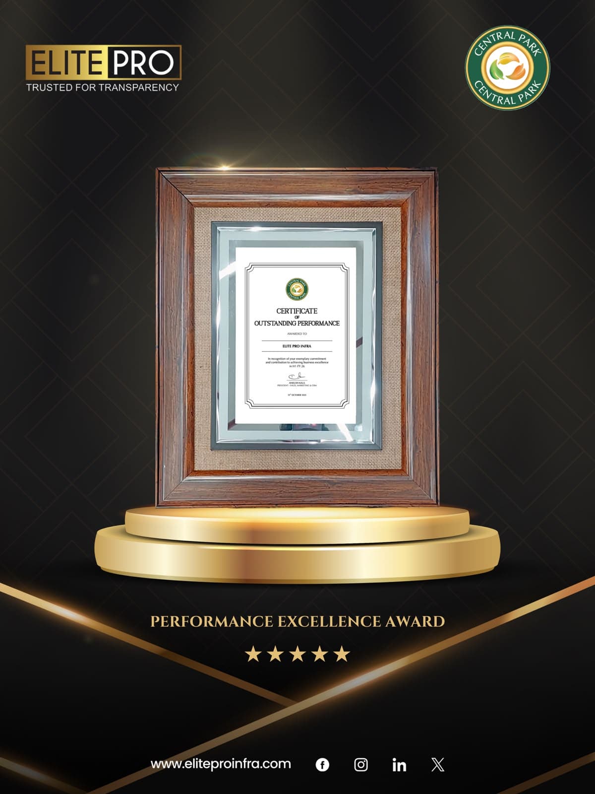 Elite Pro Infraventure award recognition