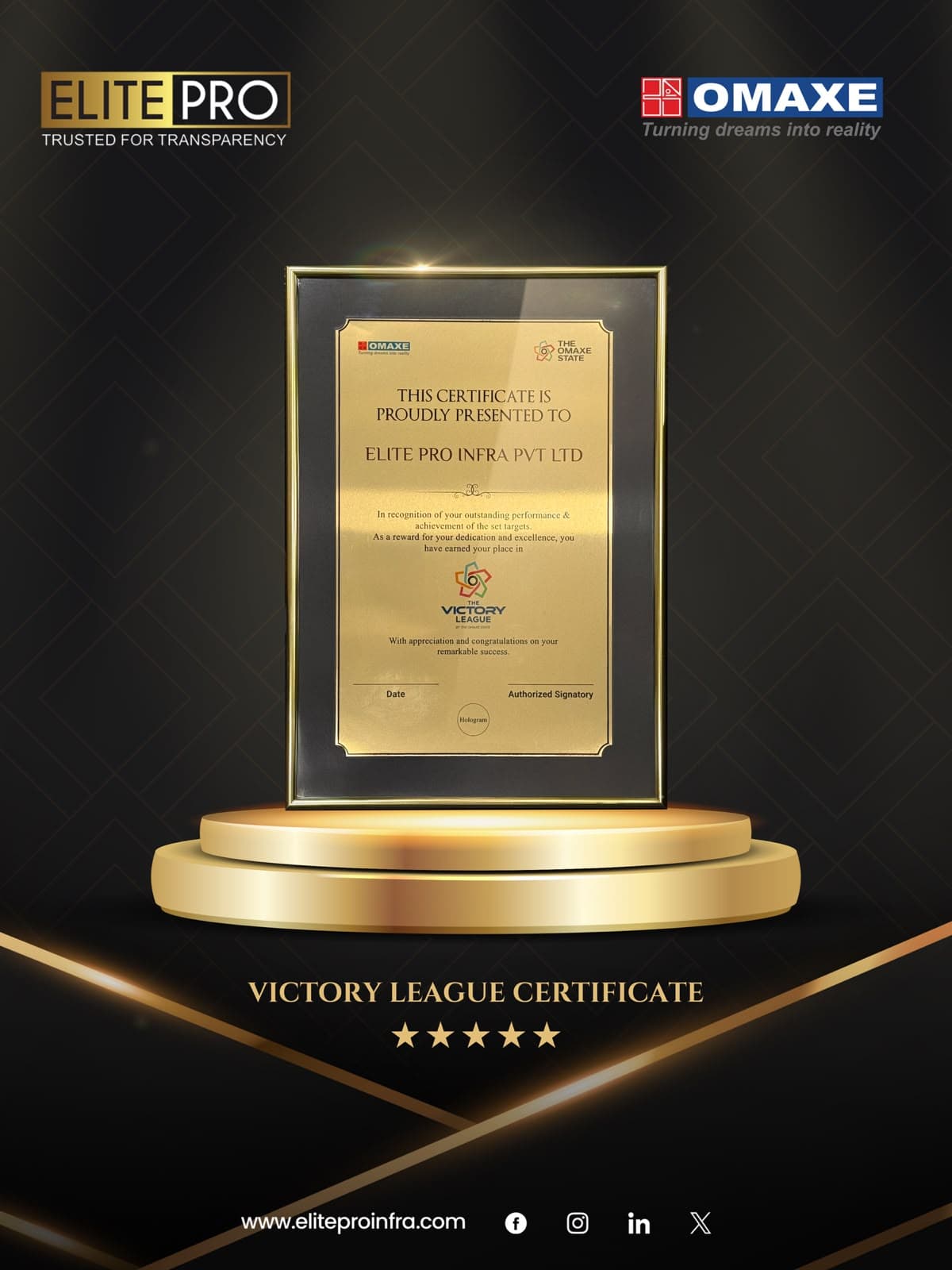 Elite Pro Infraventure award recognition