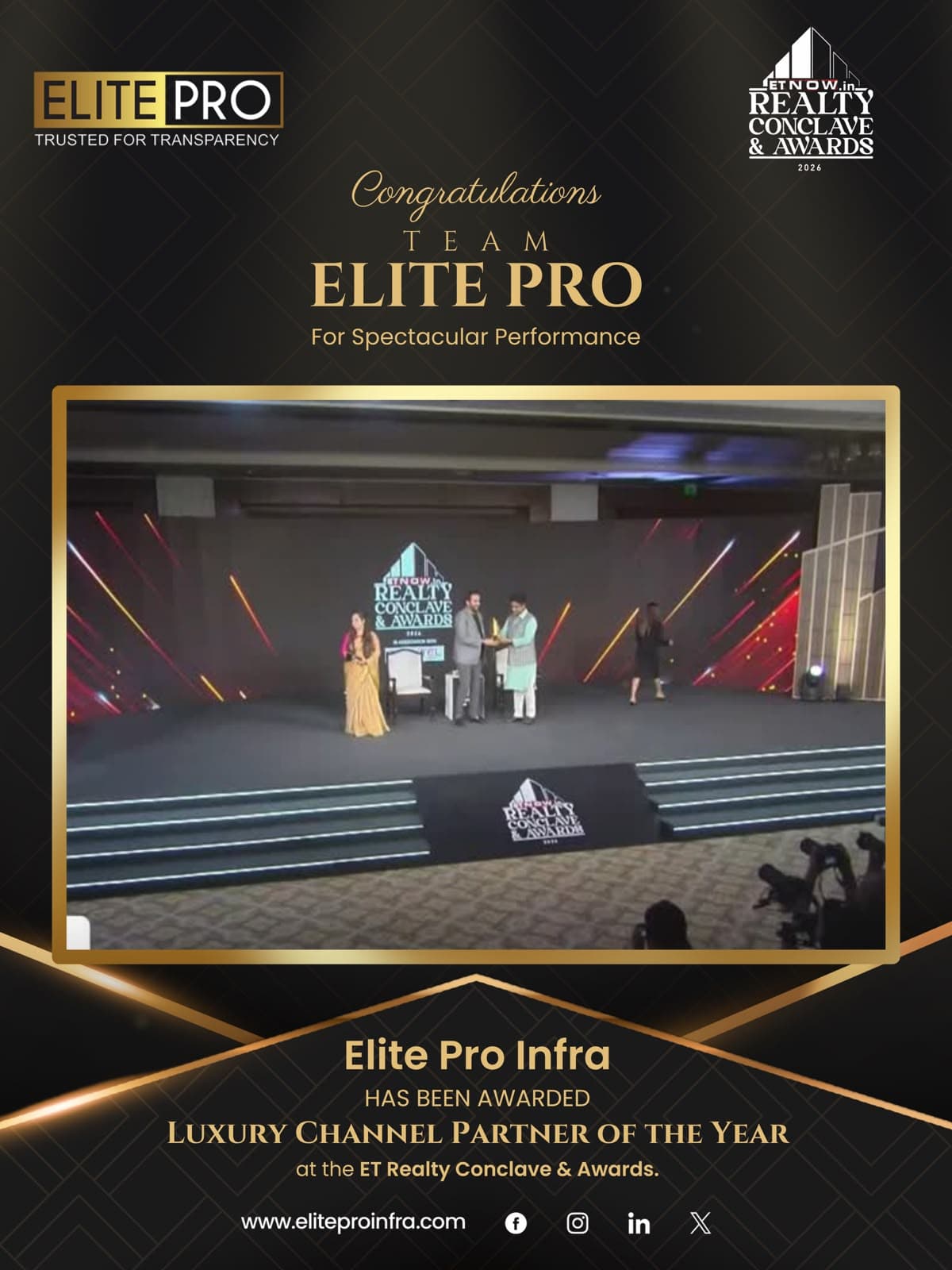 Elite Pro Infraventure award recognition