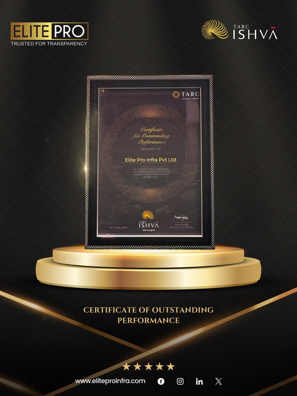 Elite Pro Infraventure award recognition