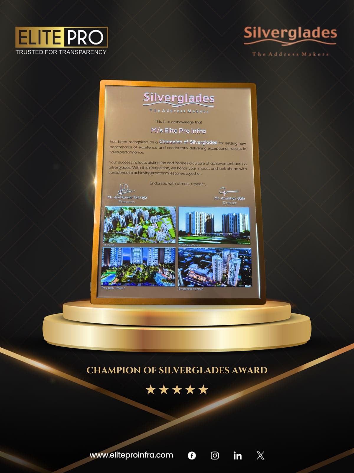Elite Pro Infraventure award recognition