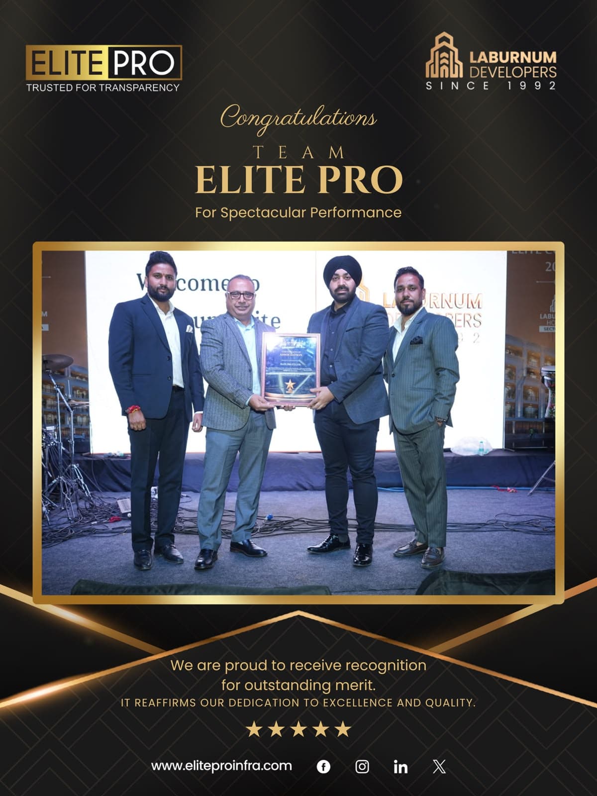 Elite Pro Infraventure award recognition