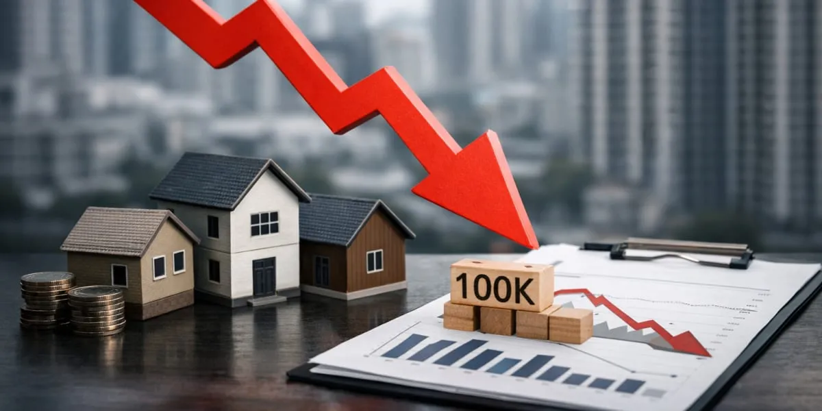 India Housing Sales Fall Below 100,000 Units.