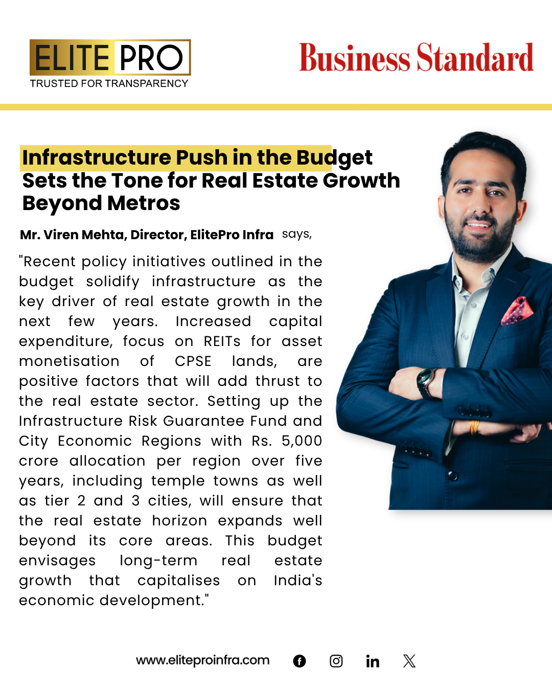 Infrastructure Push in the Budget Sets the Tone for Real Estate Growth Beyond Metros